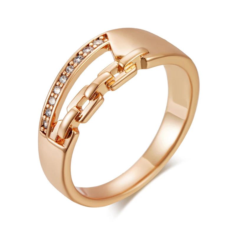 Trendy Rose Gold Cross Cocktail Ring with Sparkling Natural Zircon