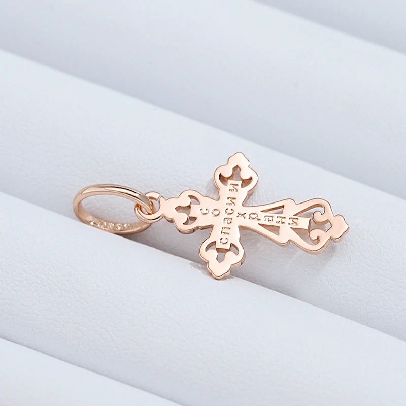 Trendy Rose Gold Cross Pendant Necklace for Men - Orthodox Church Jesus Charm Jewelry