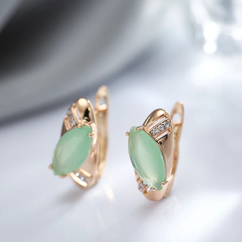 Trendy Rose Gold Drop Earrings Featuring Unique Emerald Rhombus Cut Zircon