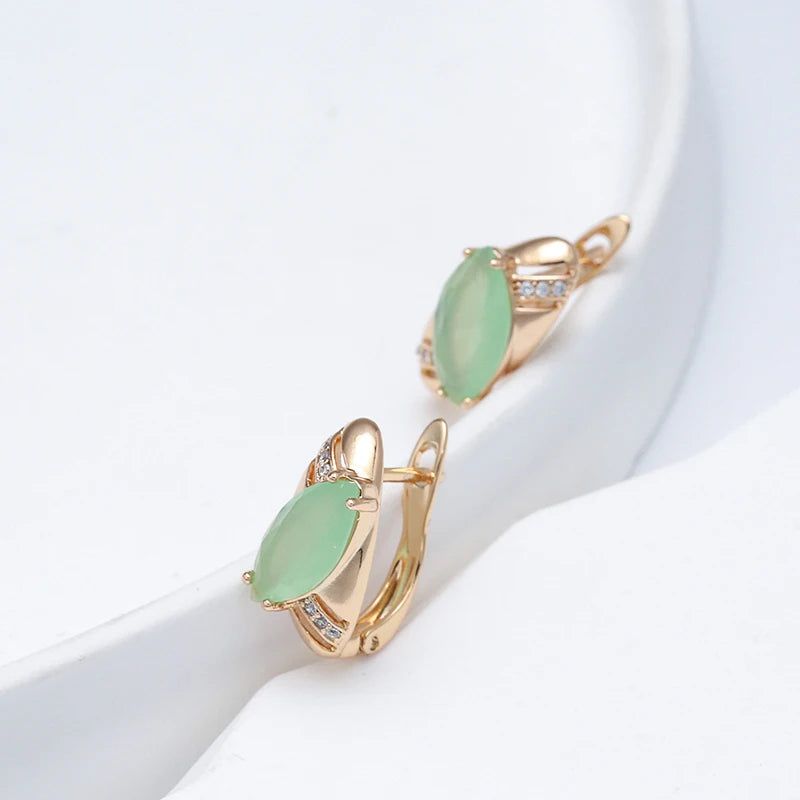 Trendy Rose Gold Drop Earrings Featuring Unique Emerald Rhombus Cut Zircon