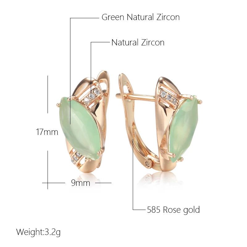 Trendy Rose Gold Drop Earrings Featuring Unique Emerald Rhombus Cut Zircon