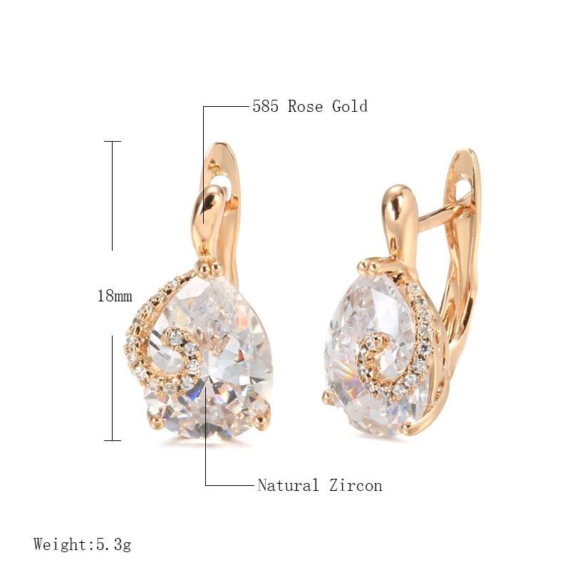 Trendy Rose Gold Drop Zircon Stud Earrings for Women