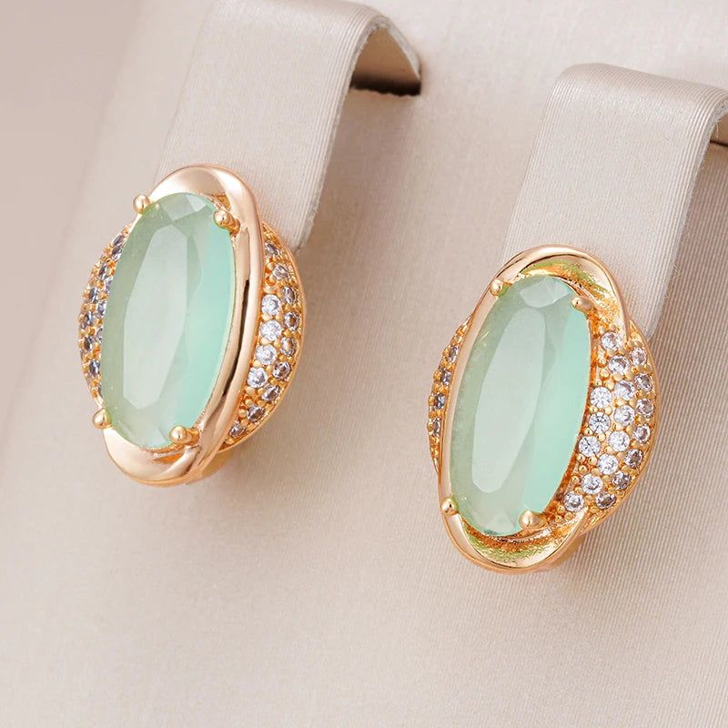 Trendy Rose Gold Emerald Cut Zircon Drop Earrings - Crystal Jewelry Accessory