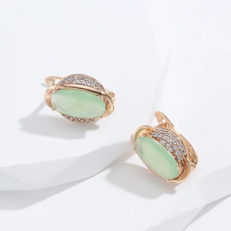 Trendy Rose Gold Emerald Cut Zircon Drop Earrings - Crystal Jewelry Accessory