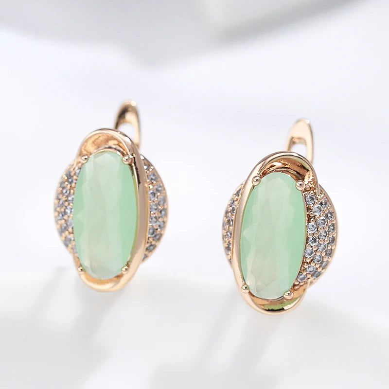 Trendy Rose Gold Emerald Cut Zircon Drop Earrings - Crystal Jewelry Accessory