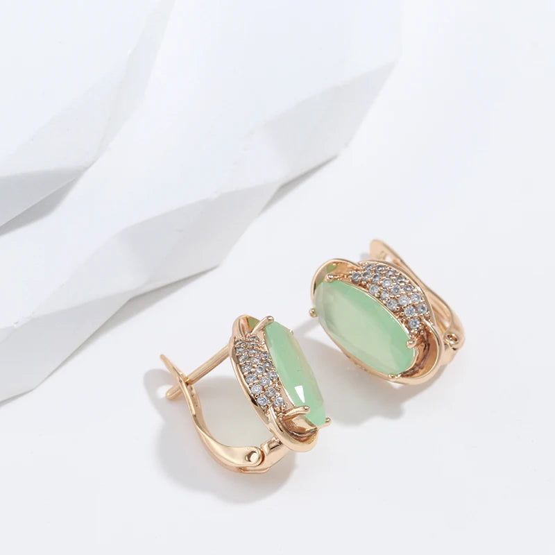 Trendy Rose Gold Emerald Cut Zircon Drop Earrings - Crystal Jewelry Accessory