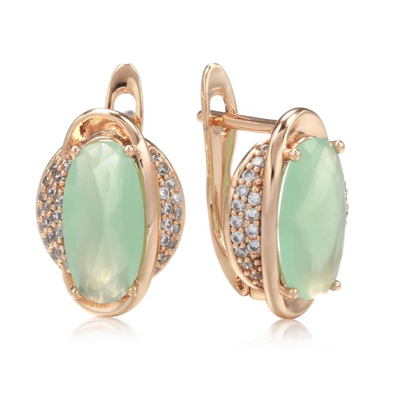 Trendy Rose Gold Emerald Cut Zircon Drop Earrings - Crystal Jewelry Accessory