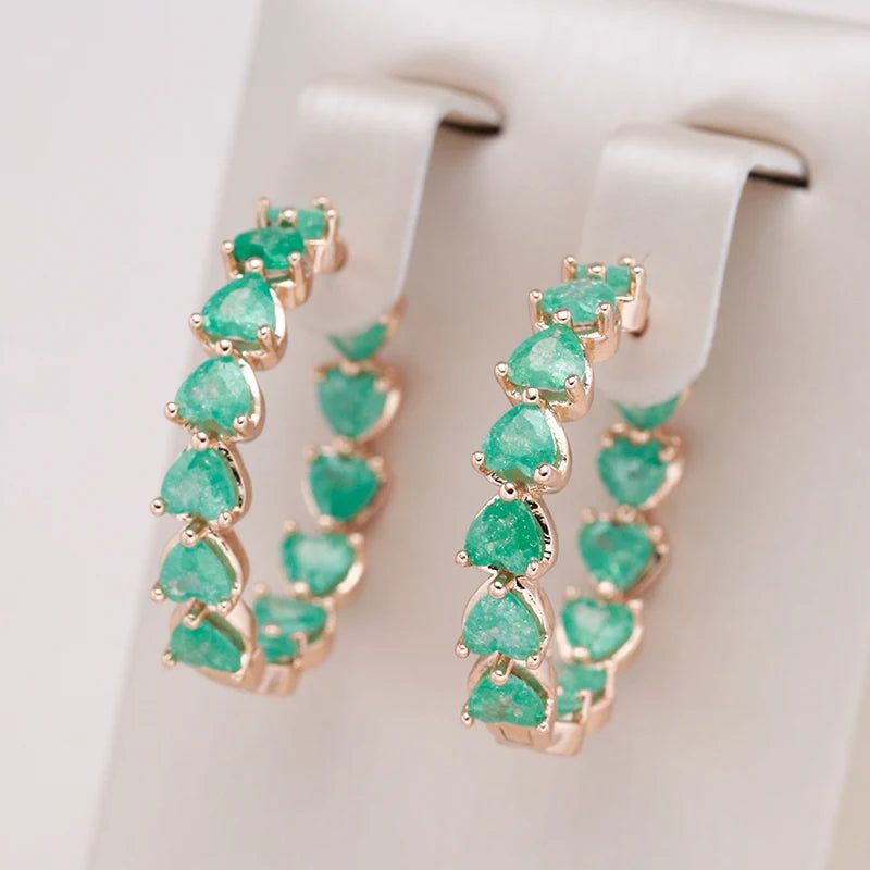 Trendy Rose Gold Emerald Cut Zircon Hoop Earrings for Special Occasions