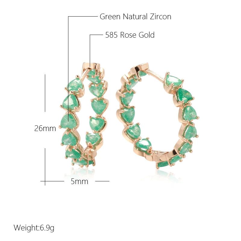 Trendy Rose Gold Emerald Cut Zircon Hoop Earrings for Special Occasions