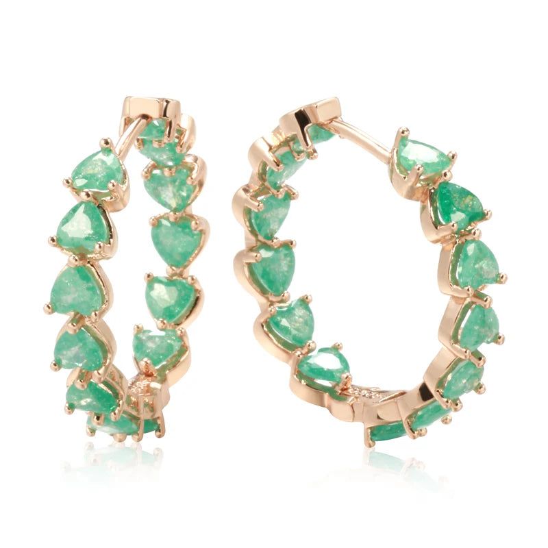 Trendy Rose Gold Emerald Cut Zircon Hoop Earrings for Special Occasions