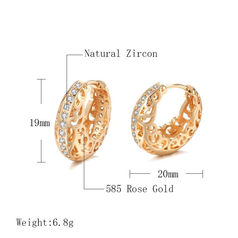 Trendy Rose Gold Floral Stud Earrings with Natural Zircon for Bridal and Special Occasions