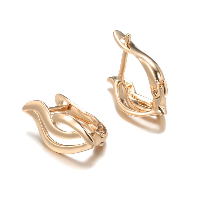 Trendy Rose Gold Hollow Leaf Drop Earrings - Stylish 585 Copper Jewelry