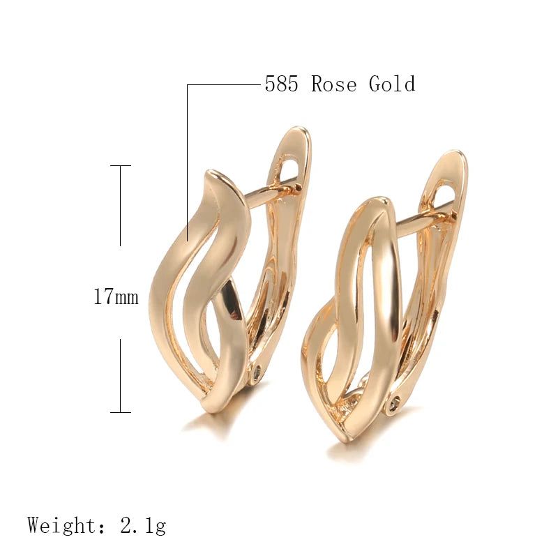 Trendy Rose Gold Hollow Leaf Drop Earrings - Stylish 585 Copper Jewelry