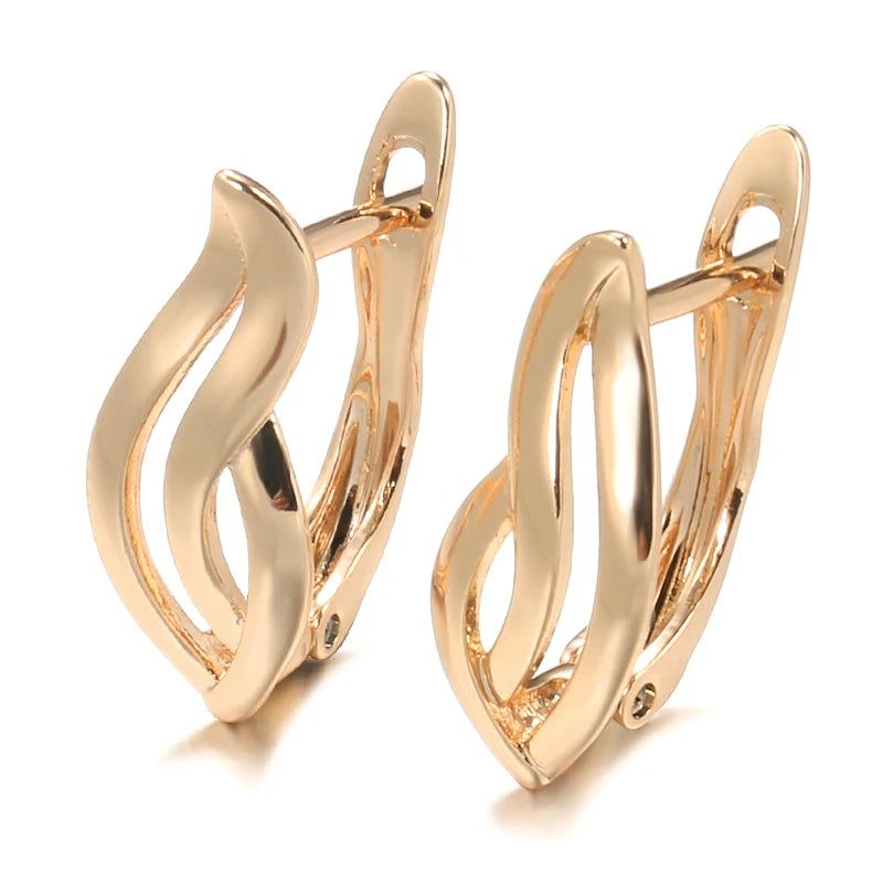 Trendy Rose Gold Hollow Leaf Drop Earrings - Stylish 585 Copper Jewelry