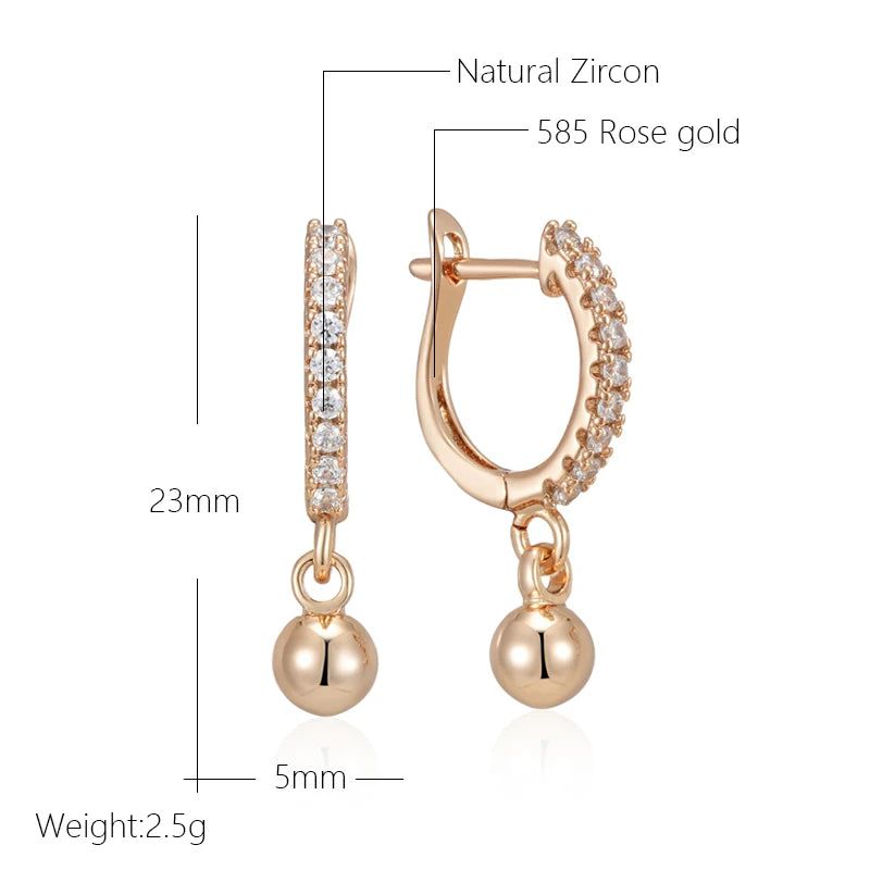 Trendy Rose Gold Plated Geometric Dangle Earrings with Natural Zircon