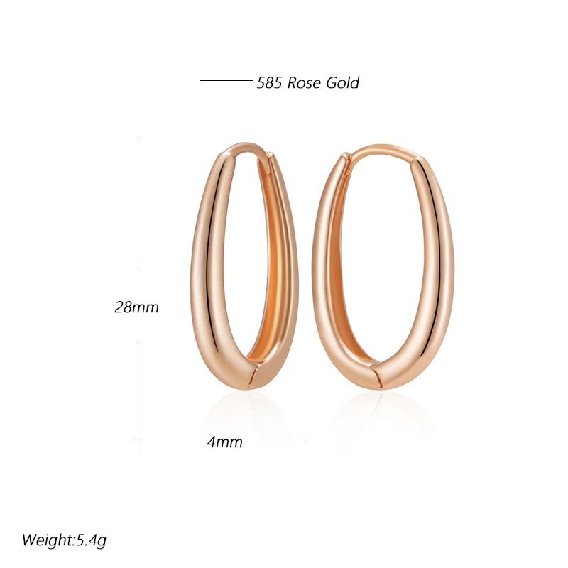 Trendy Rose Gold Square Hoop Earrings - High Quality Glossy Fashion Jewelry