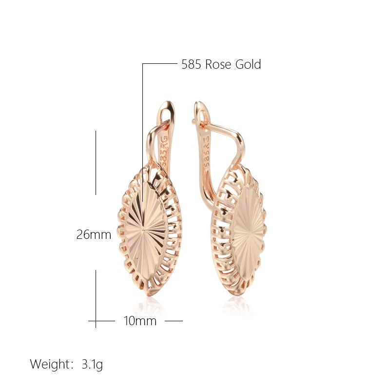 Trendy Vintage-Inspired Hollow Rhombus Stud Earrings in 585 Rose Gold