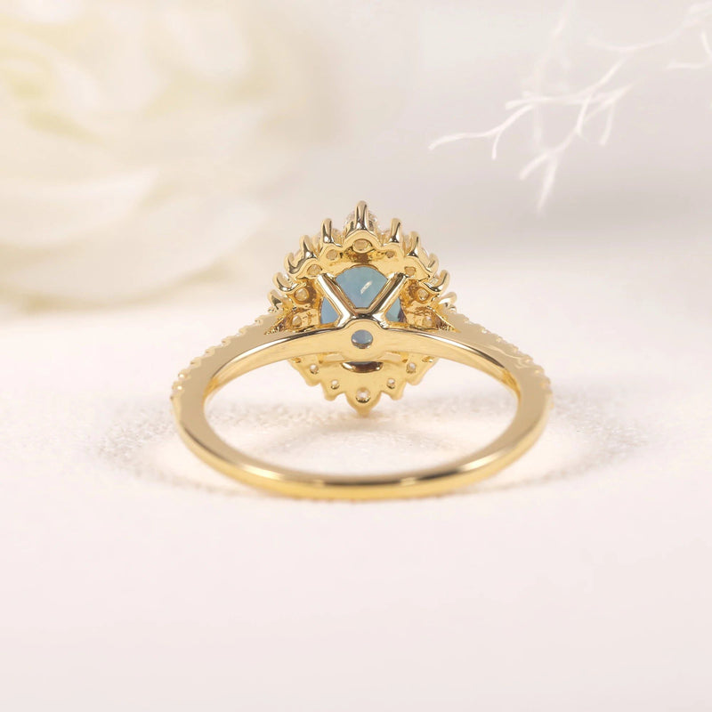 Unique Oval Cut Alexandrite Birthstone Ring Gold 925 Sterling Silver Cluster Halo Ring for Women