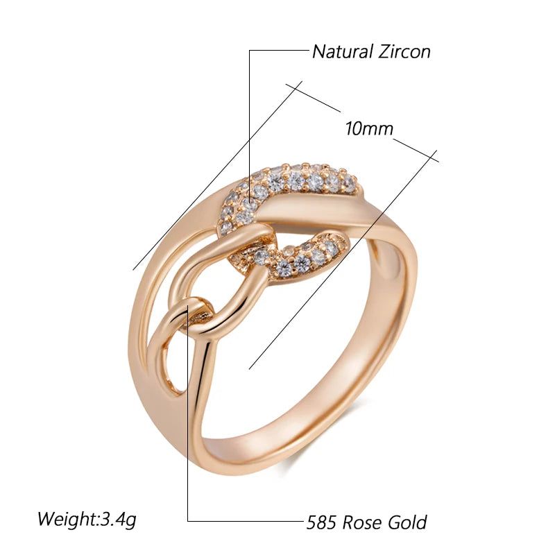 Unique Shiny Natural Zircon Rose Gold Cocktail Ring - Modern Ethnic Jewelry