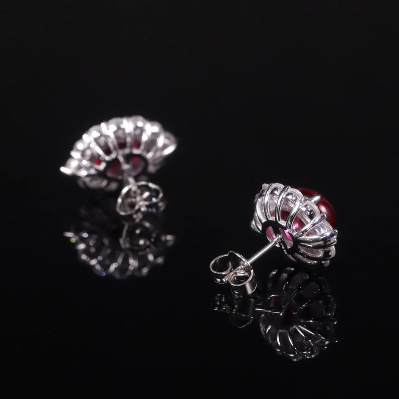 Unique Style 8x10mm Oval Lab Created Ruby Vintage Stud Earrings 925 Sterling Silver Earrings