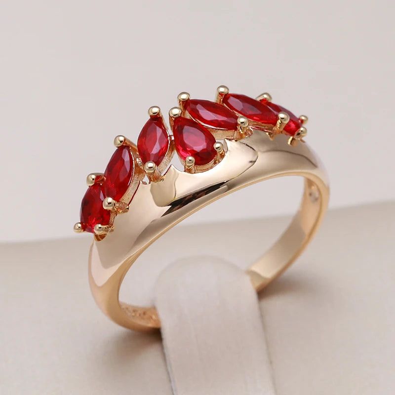 Unique Vintage-Inspired 585 Rose Gold Ring with Striking Red Natural Zircon