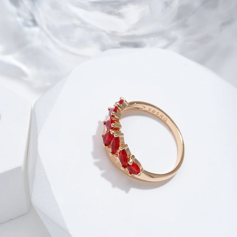 Unique Vintage-Inspired 585 Rose Gold Ring with Striking Red Natural Zircon