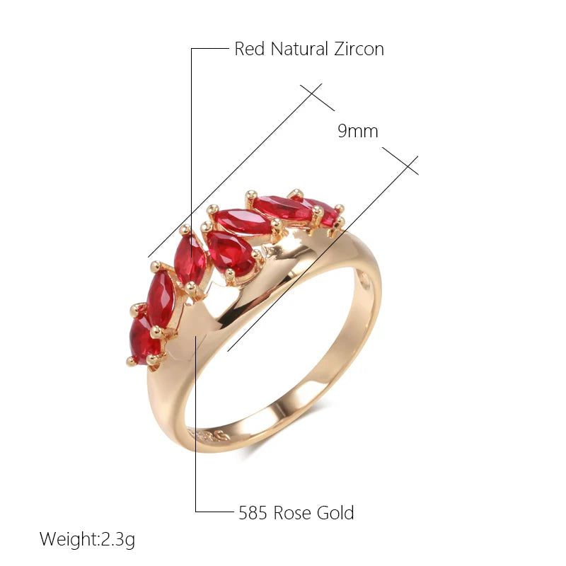 Unique Vintage-Inspired 585 Rose Gold Ring with Striking Red Natural Zircon