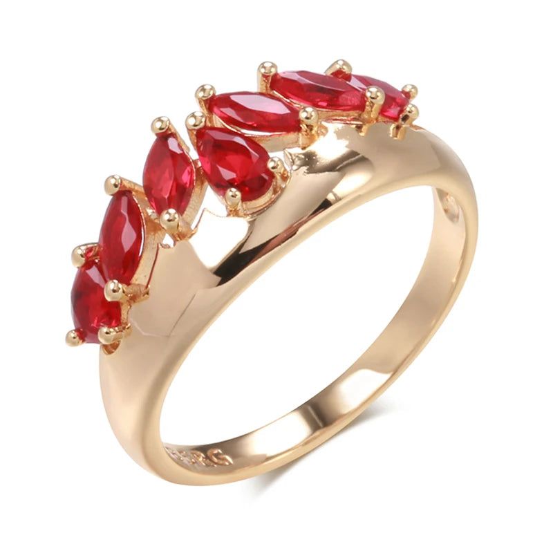 Unique Vintage-Inspired 585 Rose Gold Ring with Striking Red Natural Zircon