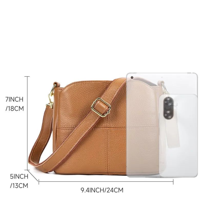 Versatile Soft Cowhide Crossbody & Shoulder Bag for Women in Genuine Leather