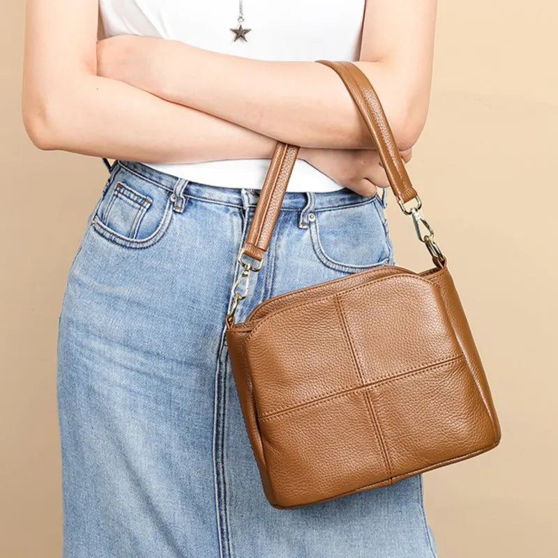 Versatile Soft Cowhide Crossbody & Shoulder Bag for Women in Genuine Leather