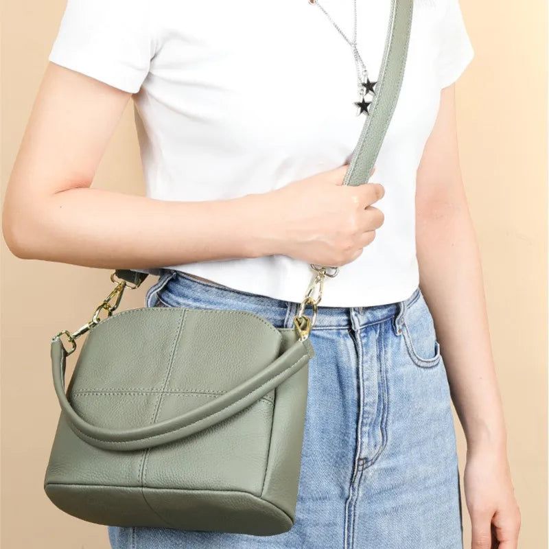 Versatile Soft Cowhide Crossbody & Shoulder Bag for Women in Genuine Leather