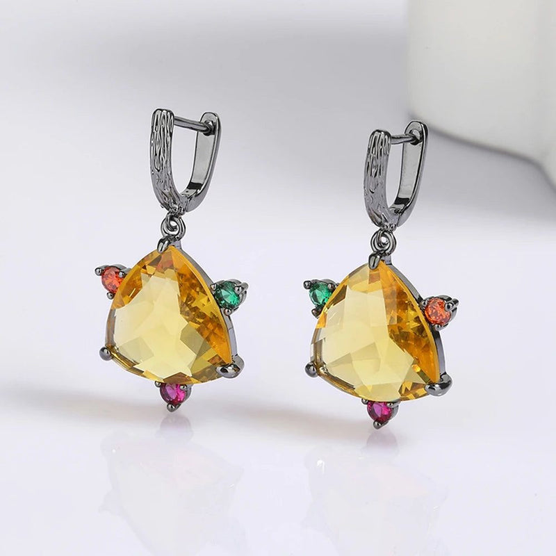 Vibrant Colorful Zircon Dangle Earrings for Elegant Ladies