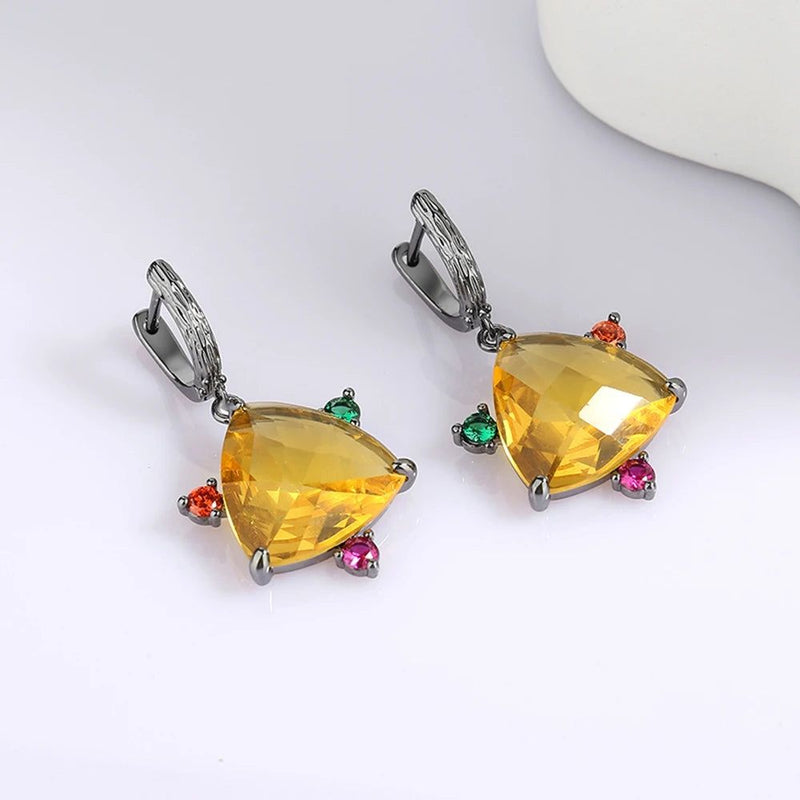 Vibrant Colorful Zircon Dangle Earrings for Elegant Ladies