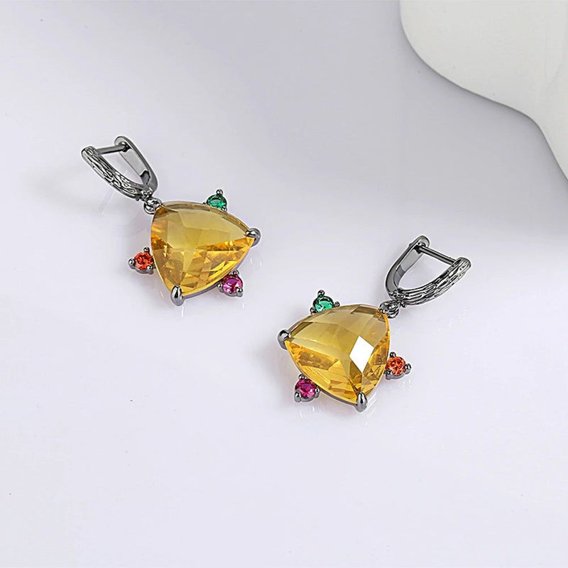 Vibrant Colorful Zircon Dangle Earrings for Elegant Ladies