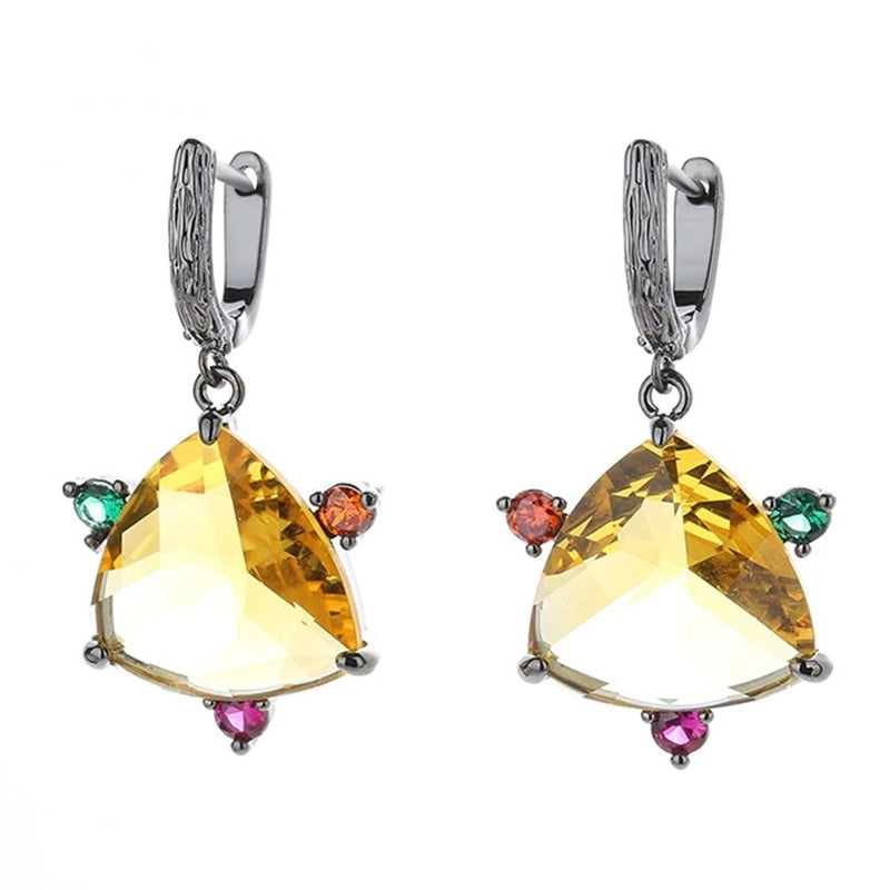 Vibrant Colorful Zircon Dangle Earrings for Elegant Ladies