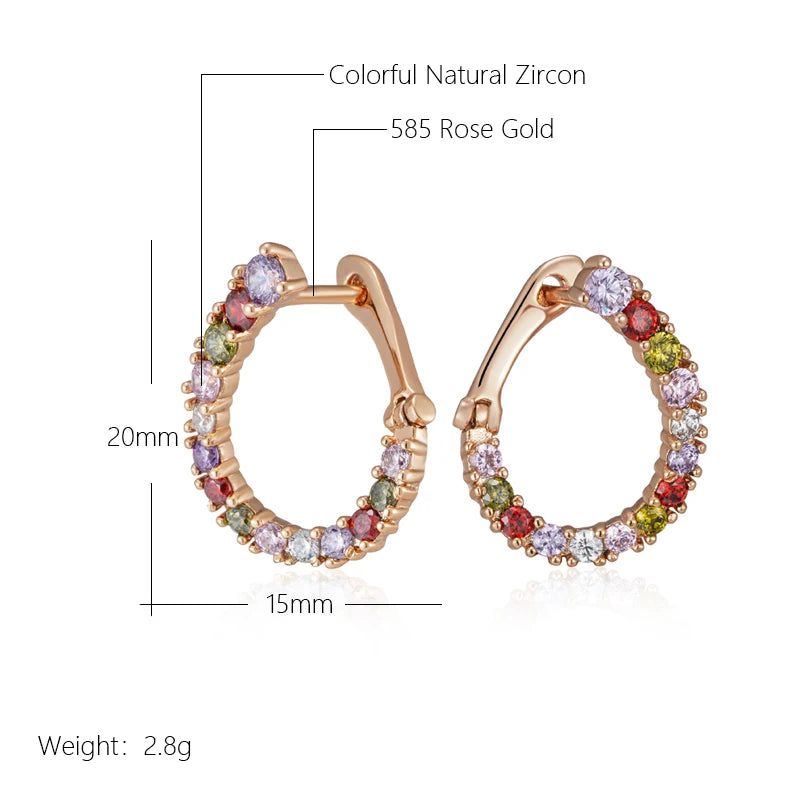 Vibrant Geometric Curve Earrings in 585 Rose Gold with Natural Zircon