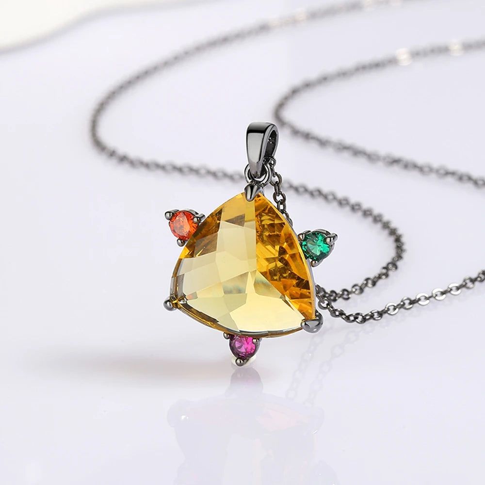 Vibrant Neo-Gothic Star Pendant Necklace with Colorful Cubic Zirconia