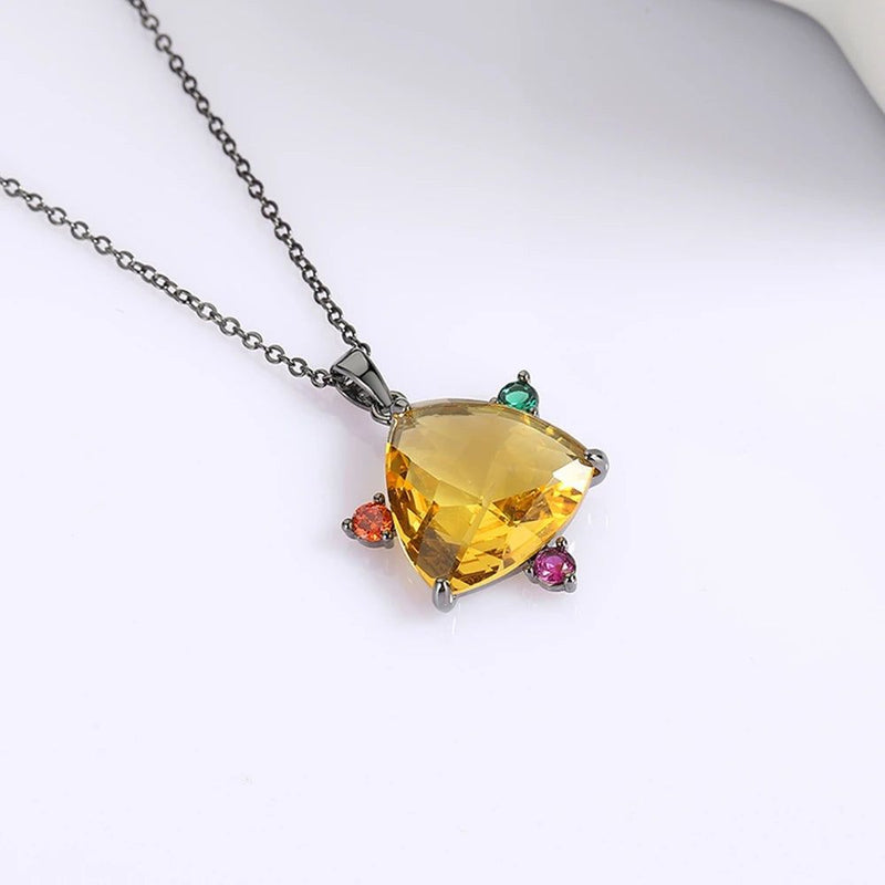 Vibrant Neo-Gothic Star Pendant Necklace with Colorful Cubic Zirconia