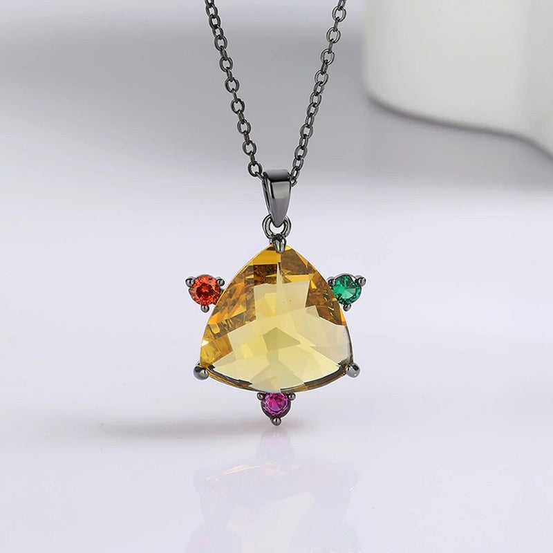 Vibrant Neo-Gothic Star Pendant Necklace with Colorful Cubic Zirconia