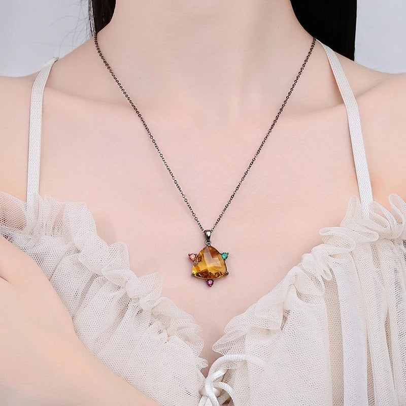 Vibrant Neo-Gothic Star Pendant Necklace with Colorful Cubic Zirconia