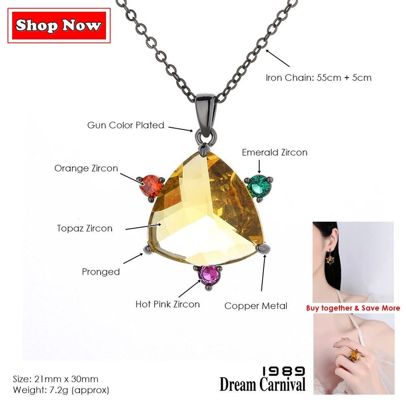 Vibrant Neo-Gothic Star Pendant Necklace with Colorful Cubic Zirconia