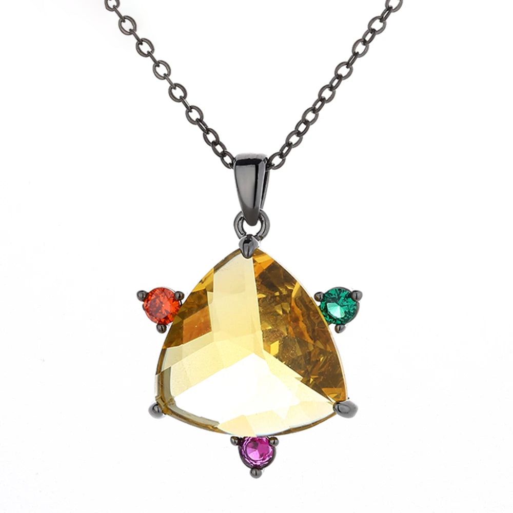 Vibrant Neo-Gothic Star Pendant Necklace with Colorful Cubic Zirconia