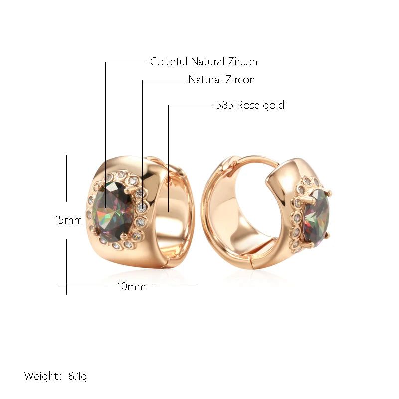 Vibrant Rose Gold Drop Earrings with Natural Zircon Accents - Trendy Fashion Jewelry