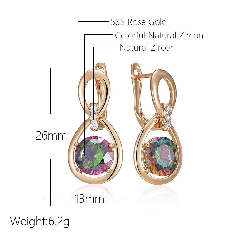 Vibrant Water Drop Zircon Earrings in Elegant 585 Rose Gold Finish