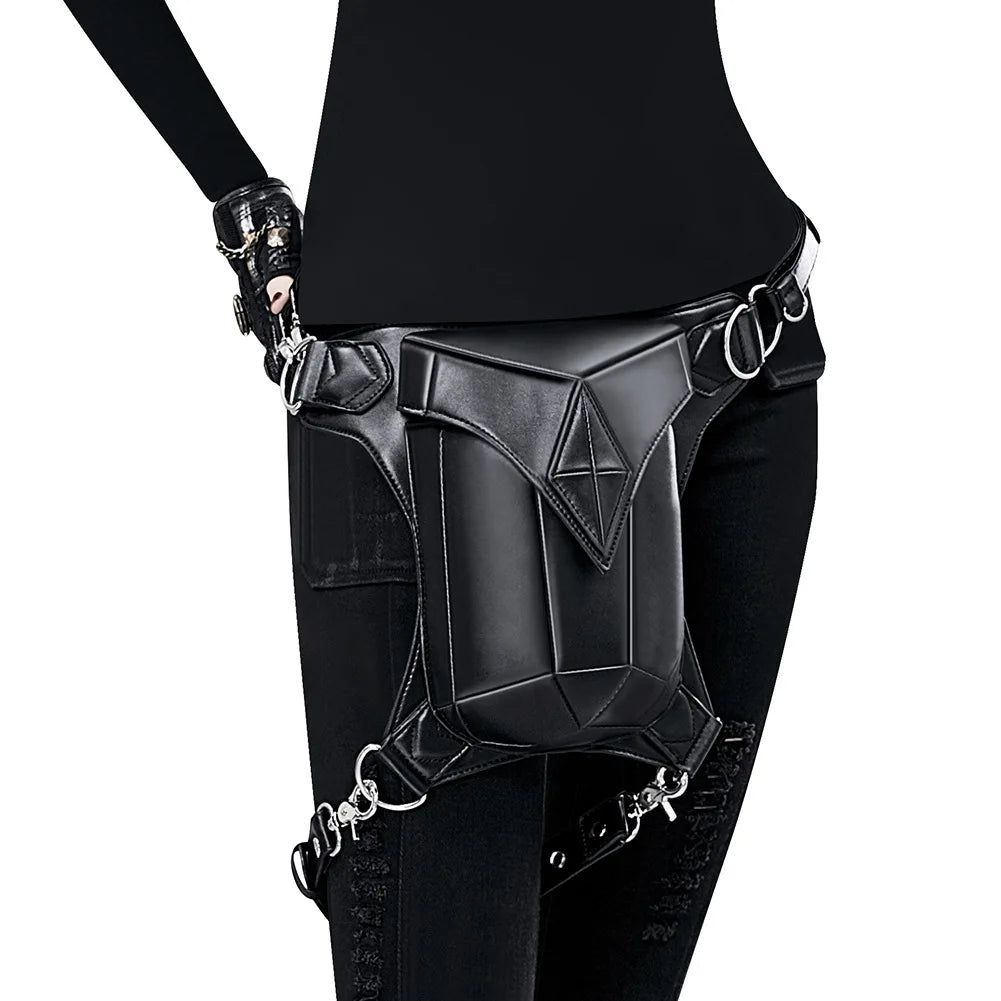 Victorian-Inspired Steampunk Biker Thigh Bags for Men and Women - Stylish PU Leather Waist Packs