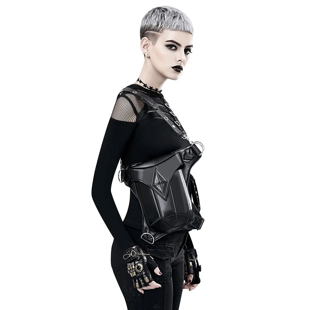 Victorian-Inspired Steampunk Biker Thigh Bags for Men and Women - Stylish PU Leather Waist Packs