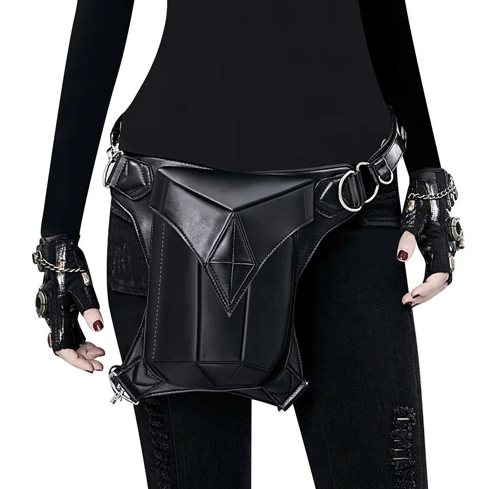 Victorian-Inspired Steampunk Biker Thigh Bags for Men and Women - Stylish PU Leather Waist Packs