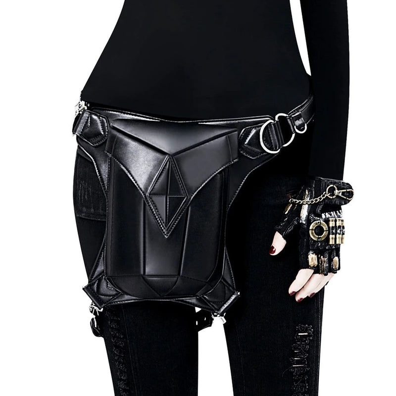 Victorian-Inspired Steampunk Biker Thigh Bags for Men and Women - Stylish PU Leather Waist Packs