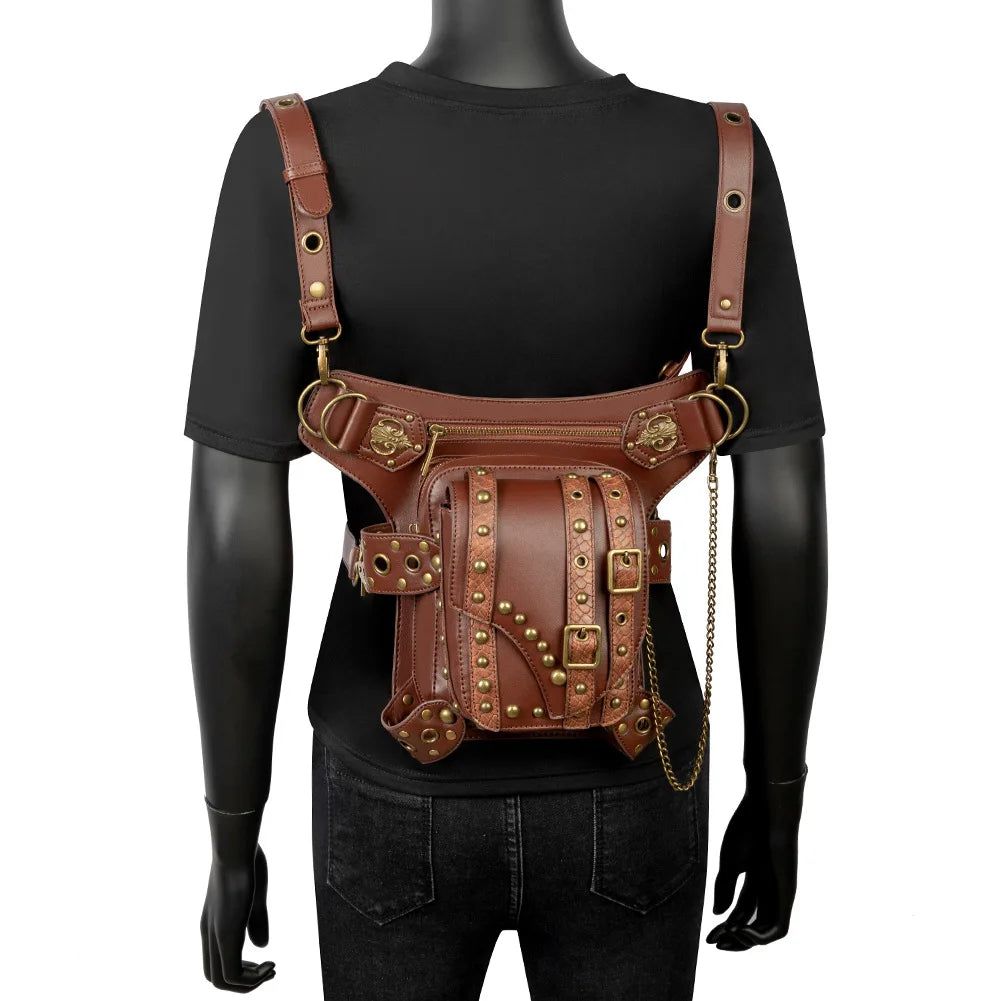 Victorian-Inspired Steampunk Thigh Bags for Men and Women - Unique Waistpack for Motorcycle and Hip Hop Culture