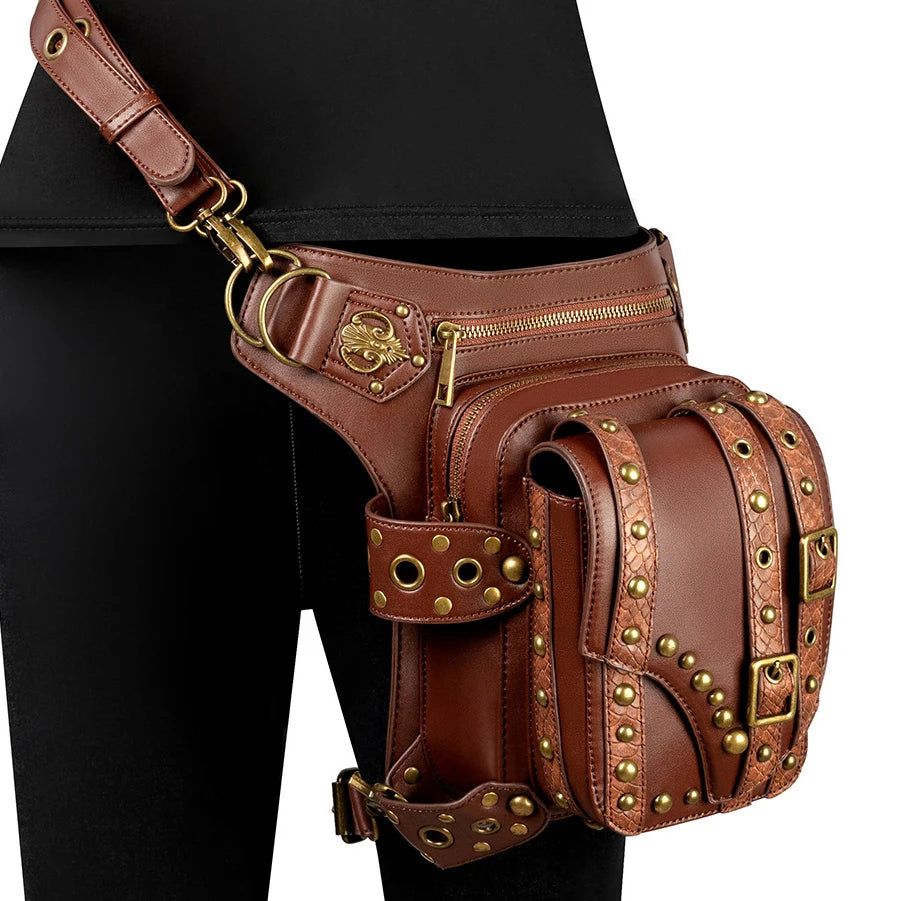 Victorian-Inspired Steampunk Thigh Bags for Men and Women - Unique Waistpack for Motorcycle and Hip Hop Culture